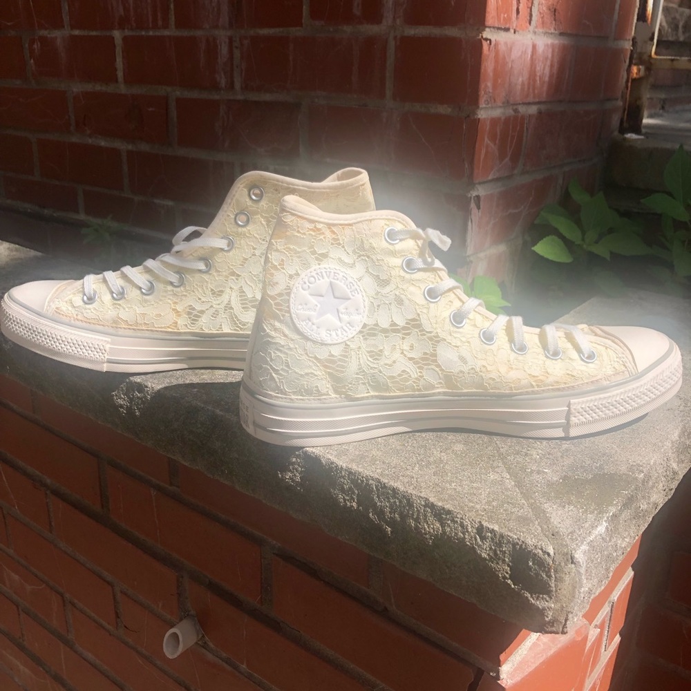 Converse white lace sneakers